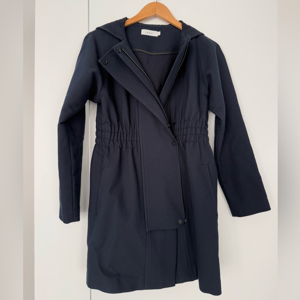 A.L.C. Navy Wool Blend Hooded Coat Size 2